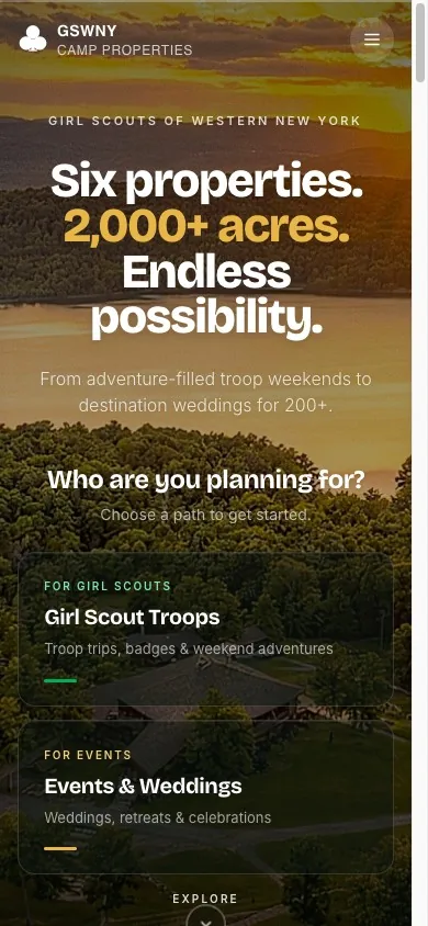 Girl Scouts of WNY website on a phone