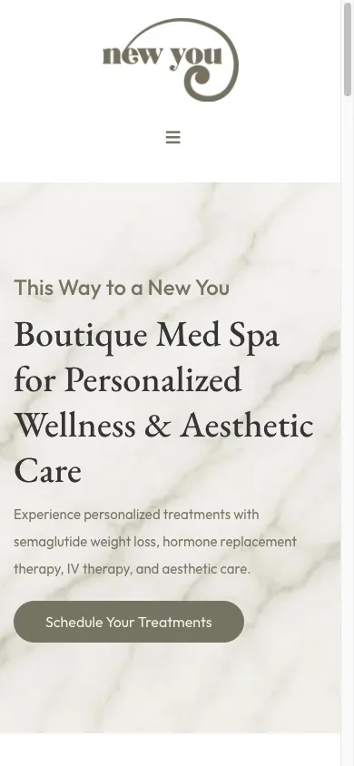 The New You Med Spa website on a phone